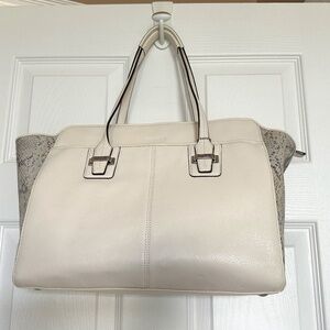 NWOT Coach Leather Ivory & Faux Snakeskin Commuter Bag